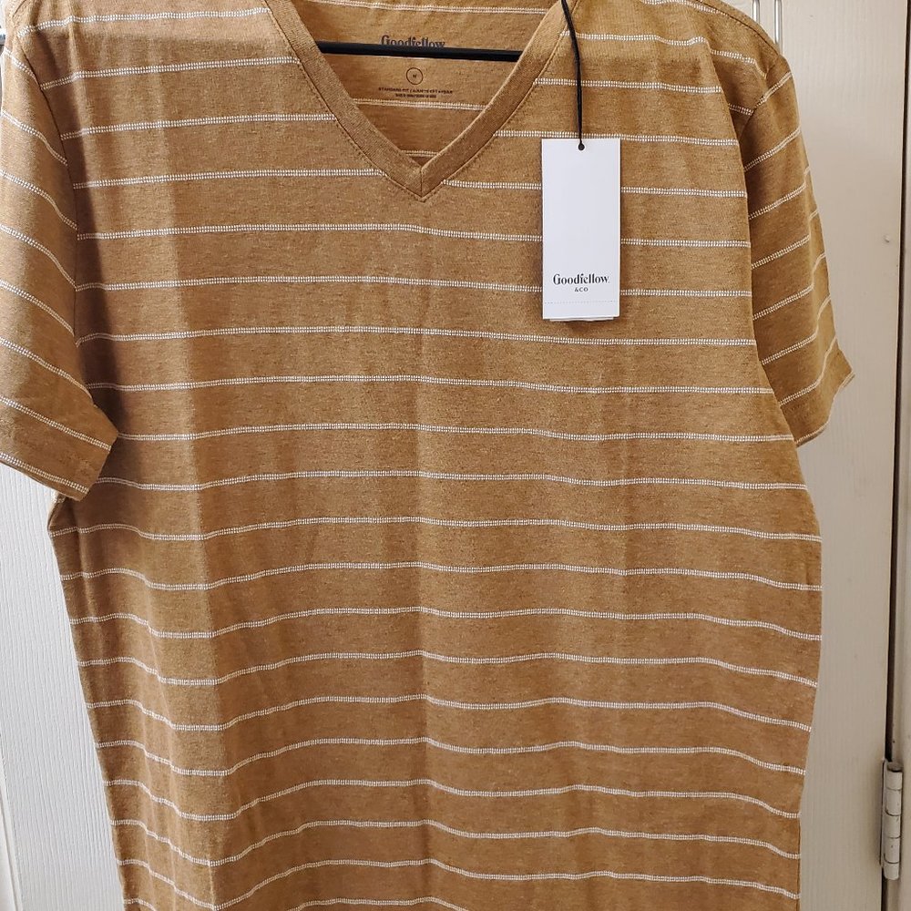 Target- Brown strip tee. Goodfellow brand.